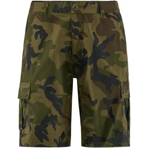 Casual Shorts, male, , Size: W33 Cotton Poplin Camo Bermuda Shorts - BomBoogie - Modalova