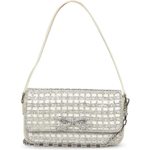 Handbags, female, , Size: ONE SIZE Crystal-Adorned Baguette Bag - Self Portrait - Modalova