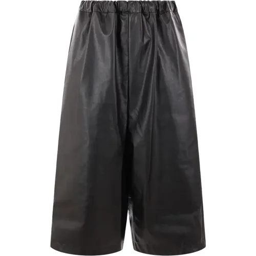 Schwarze Weite Bein Gekürzte Hose , Damen, Größe: S - Comme des Garçons - Modalova