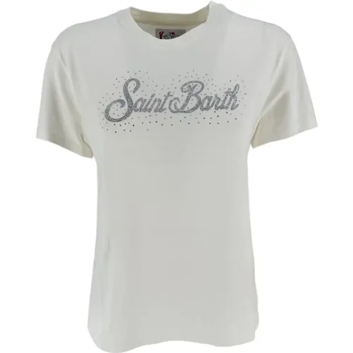 Weiße T-Shirts und Polos mit Saint Barth Aufdruck , Damen, Größe: S - MC2 Saint Barth - Modalova