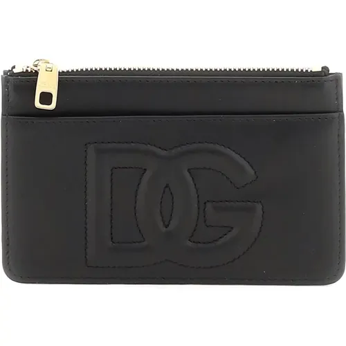 Logo-Kartenhalter aus Leder - Dolce & Gabbana - Modalova