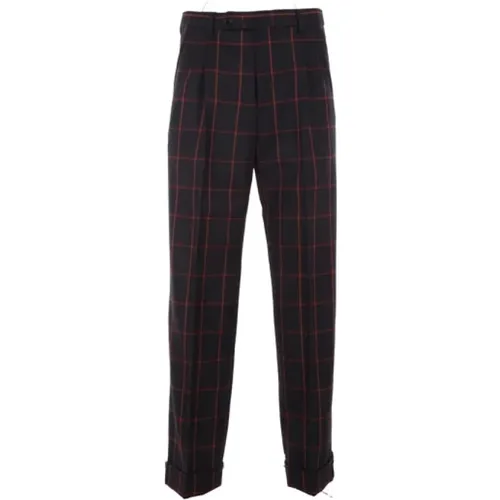 Chinos, male, , Size: M Regular-Fit Wool Checkered Trousers - Gucci - Modalova