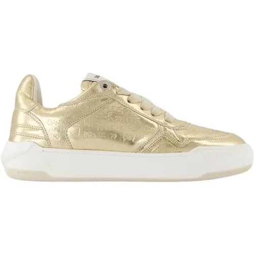 Sneakers, female, , Size: 8 US Gold Leather Wings Sneakers - Zadig & Voltaire - Modalova