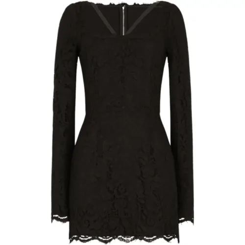 Short Lace Dress , female, Sizes: S, XS - Dolce & Gabbana - Modalova