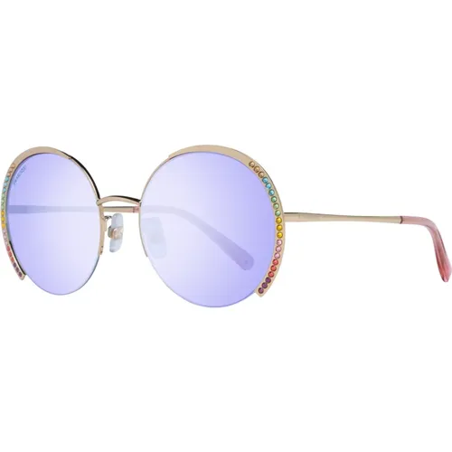 Goldene Damen Sonnenbrille mit Blauen Gläsern - Swarovski - Modalova