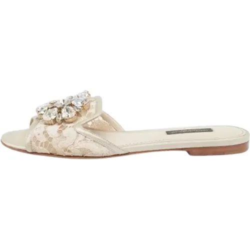 Pre-owned Flats, female, , Size: 5 1/2 US Pre-owned Lace flats - Dolce & Gabbana Pre-owned - Modalova