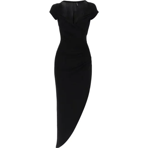 Sweetheart Wrap Flutter Sleeve Midi Kleid , Damen, Größe: M - Norma Kamali - Modalova