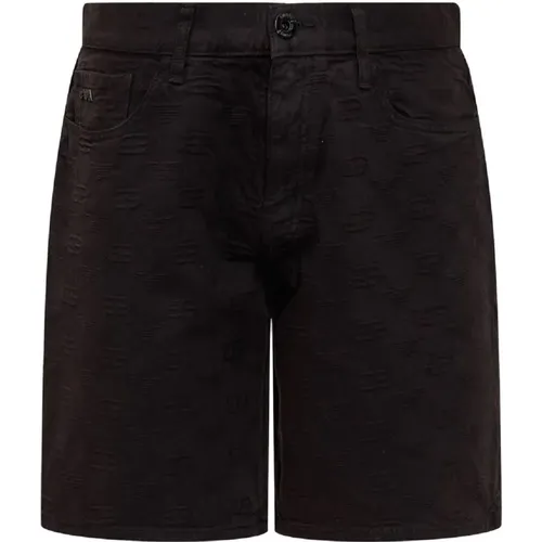 Denim Bermuda Shorts with Jacquard Logo for Men , male, Sizes: XL - Emporio Armani - Modalova