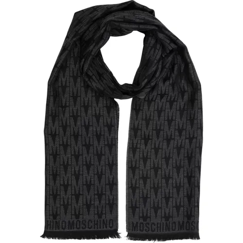 Logo Pattern Wool Scarf , male, Sizes: ONE SIZE - Moschino - Modalova