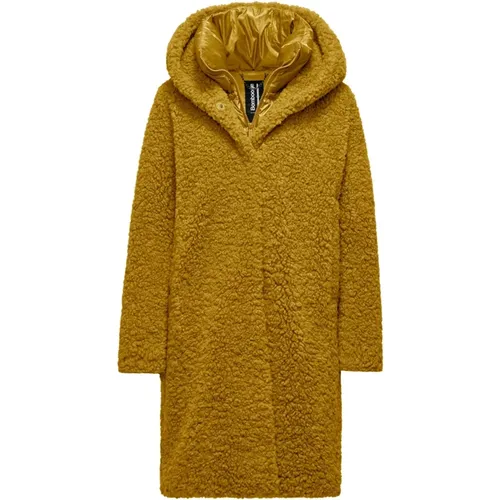 Single-Breasted Coats, female, , Size: L Sherpa Fleece Detachable Hood Coat - BomBoogie - Modalova