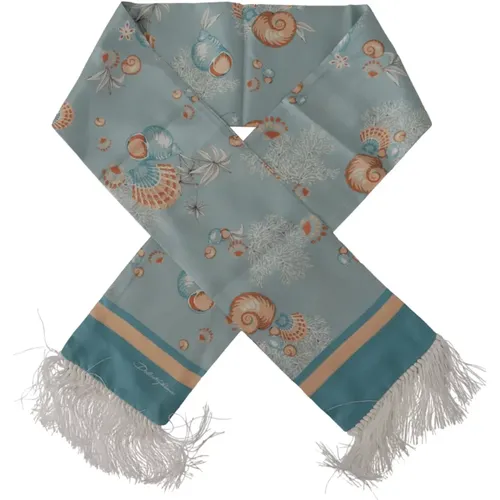 Silky Scarves, male, , Size: ONE SIZE Luxury Silk Scarf with Shell Print - Dolce & Gabbana - Modalova