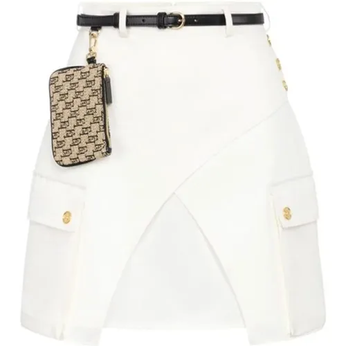 Ivory Cotton Utility Wrap Skirt , female, Sizes: L, M - Elisabetta Franchi - Modalova