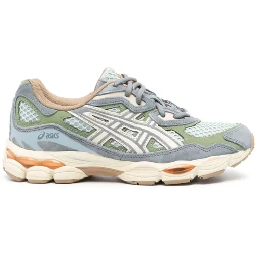 Grey Sneakers with Blue Green Design , unisex, Sizes: 8 1/2 UK - ASICS - Modalova