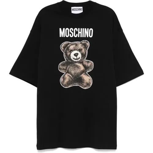 T-Shirts, female, , Size: S Teddy Bear Print Cotton Dress - Moschino - Modalova