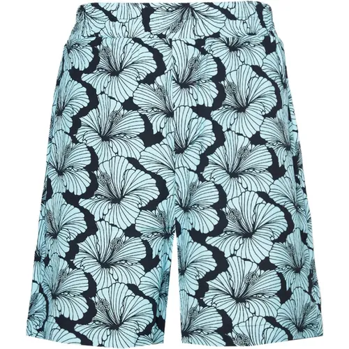 Floral Print Black and Turquoise Bermuda Shorts , male, Sizes: XL, L, M, S - 4Giveness - Modalova