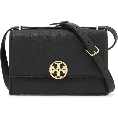 Hammered Leather Shoulder Bag with Double T Logo , female, Sizes: ONE SIZE - TORY BURCH - Modalova