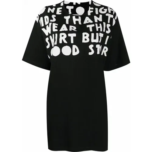 Schwarzes Baumwoll-T-Shirt mit CO-Logo , Damen, Größe: XS - Maison Margiela - Modalova