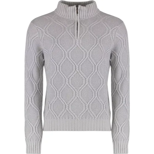 Turtlenecks, male, , Size: L Ribbed Wool Turtleneck Sweater - Moorer - Modalova