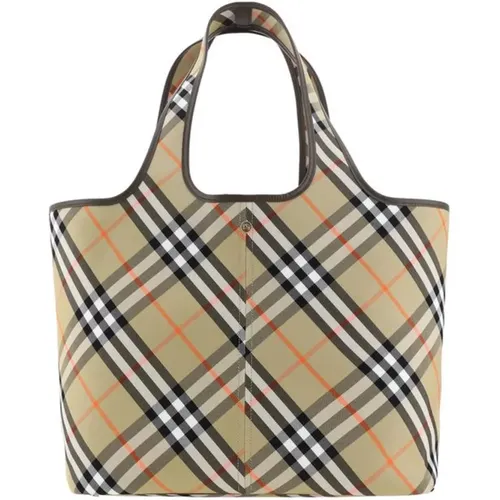 Tote Bags, female, , Size: ONE SIZE Iconic Check Pattern Tote Bag - Burberry - Modalova