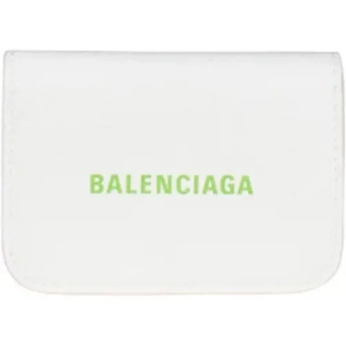Weiße genarbte Leder Mini Geldbörse - Balenciaga - Modalova