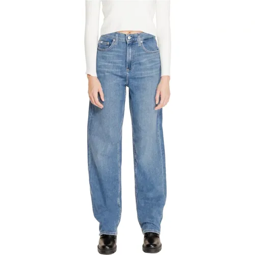 Blaue Einfache Reißverschluss Jeans Damen Herbst/Winter , Damen, Größe: W26 L32 - Calvin Klein Jeans - Modalova