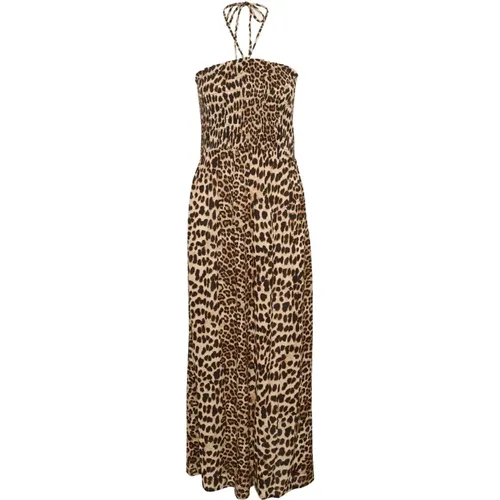 Maxi Smock Dress Classic Leopard Print , female, Sizes: M, S, 2XL, 3XL, L, XL, 2XS - Kaffe - Modalova