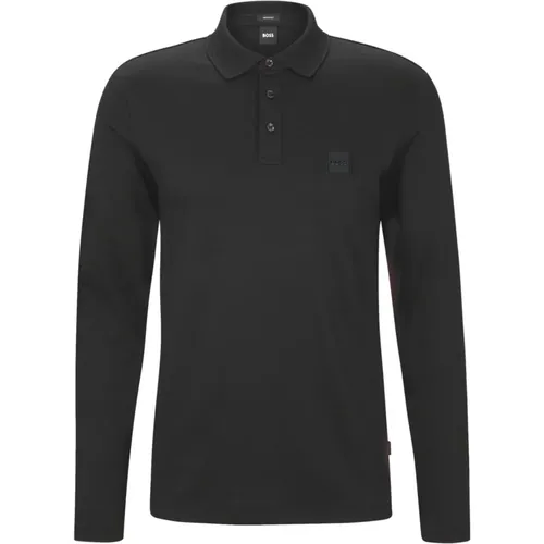 Langarm Baumwoll-Polo mit Logo-Patch , Herren, Größe: M - Hugo Boss - Modalova