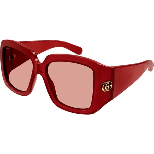 Burgundy/Pink Sonnenbrillen , Damen, Größe: 55 MM - Gucci - Modalova