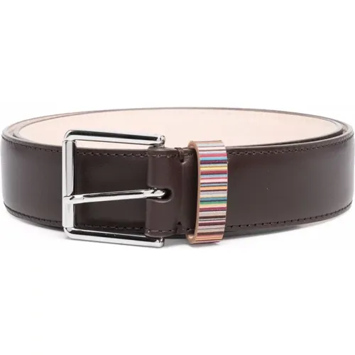 Striped Leather Belt with Buckle Fastening , male, Sizes: 2XS - Paul Smith - Modalova