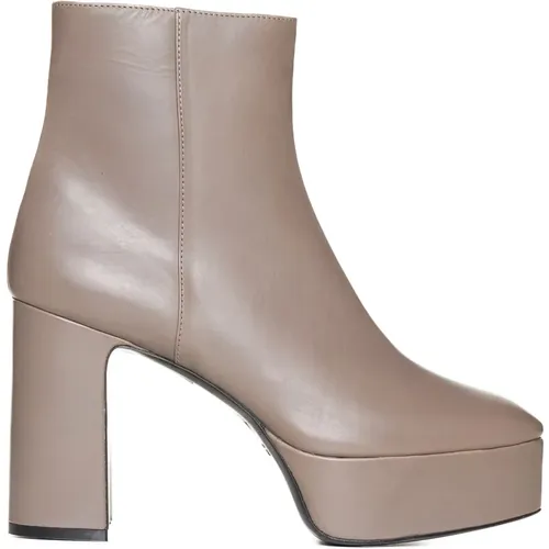 Taupe Grey Leather Platform Ankle Boots , female, Sizes: 5 UK - Roberto Festa - Modalova