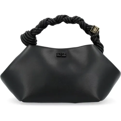 Schwarze Leder Bou Tasche Handtasche , Damen, Größe: ONE Size - Ganni - Modalova