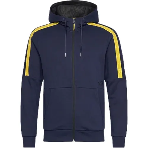 Blaue Kapuzenjacke mit Reißverschluss für Männer , Herren, Größe: M - Emporio Armani EA7 - Modalova