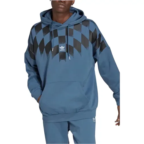 Checked Hooded Sweatshirt , male, Sizes: M, L, XS - Adidas - Modalova