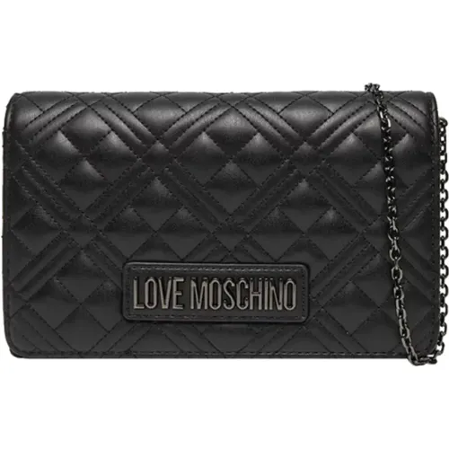 Schwarze Umhängetasche mit goldenen Details - Moschino - Modalova