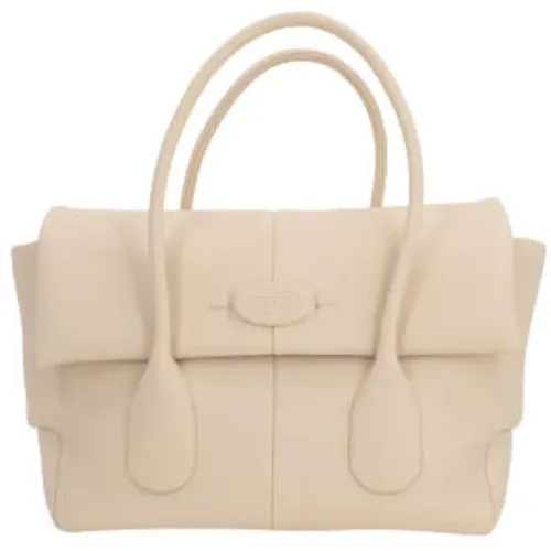 Ivory Leather Handbag with Silver Hardware , female, Sizes: ONE SIZE - TOD'S - Modalova