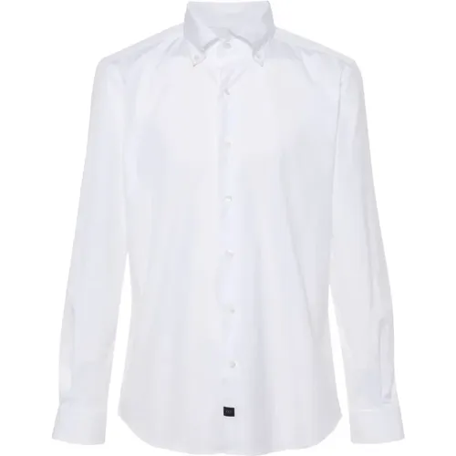 Weiße Baumwollmischung Popeline Hemd , Herren, Größe: M - Fay - Modalova