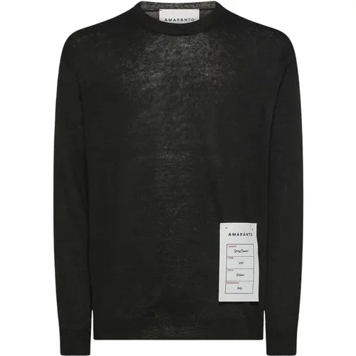 Ribbed Long Sleeve Crewneck Sweater , male, Sizes: L, M, S - Amaránto - Modalova
