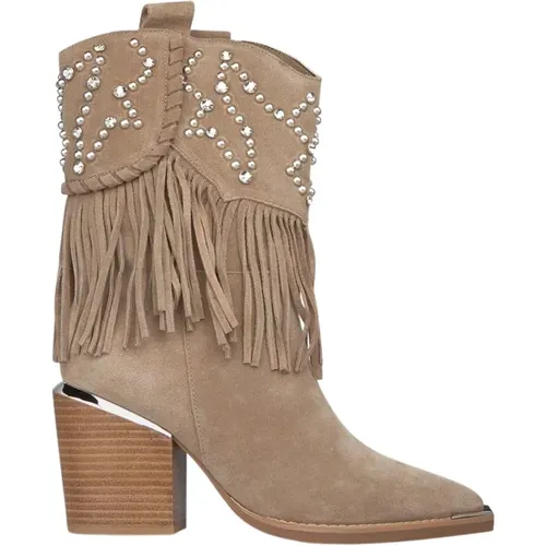 Studded Fringed Ankle Boots , female, Sizes: 5 UK, 4 UK - Alma en Pena - Modalova