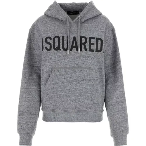 Hoodies, female, , Size: XS Melange Grey Cotton Sweatshirt - Dsquared2 - Modalova