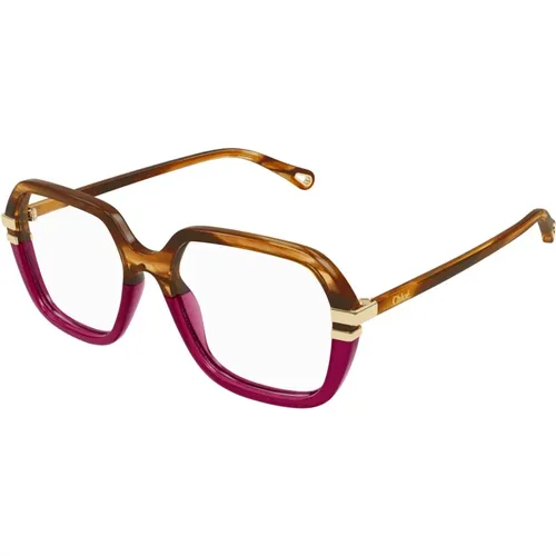 Glasses, unisex, , Size: 55 MM Havana Burgundy Eyewear Frames - Chloé - Modalova