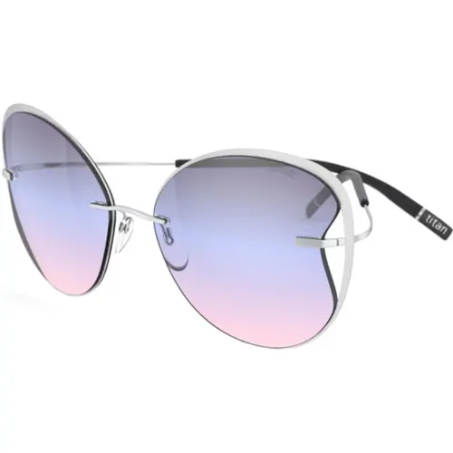 Sunglasses, female, , Size: ONE SIZE Titan Accent Shades Sunglasses Silver/Lavander - Silhouette - Modalova