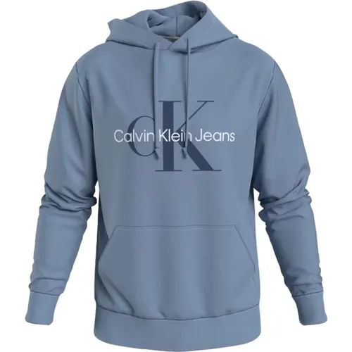 Hoodies, male, , Size: XS Men's Hoodie, Seasonal Monologo Regular - Calvin Klein Jeans - Modalova