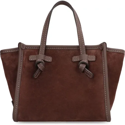 Wildlederhandtasche mit Ledergriffen , Damen, Größe: ONE Size - Gianni Chiarini - Modalova