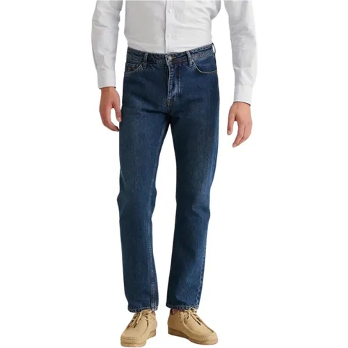 Klassische Blaue Denim Straight Leg Jeans , Herren, Größe: W31 L34 - Morris Stockholm - Modalova