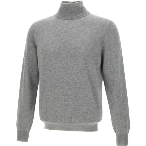 Turtlenecks, male, , Size: M Wool Cashmere Turtleneck Sweater Grey - Filippo De Laurentiis - Modalova