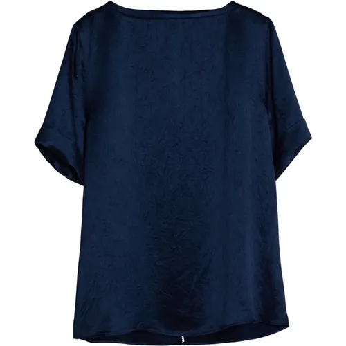 Lola strukturiertes T-Shirt Mitternachtsblau , Damen, Größe: XL - Ahlvar Gallery - Modalova
