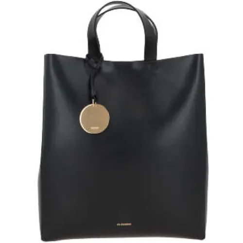 Leather Tote Bag with Gold Hardware , female, Sizes: ONE SIZE - Jil Sander - Modalova