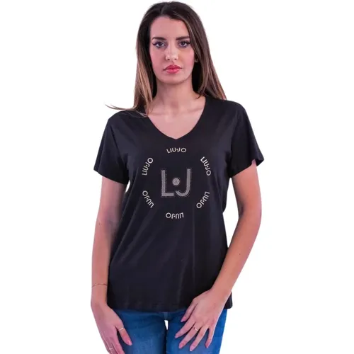 Bedrucktes T-Shirt mit Strass , Damen, Größe: L - Liu Jo - Modalova