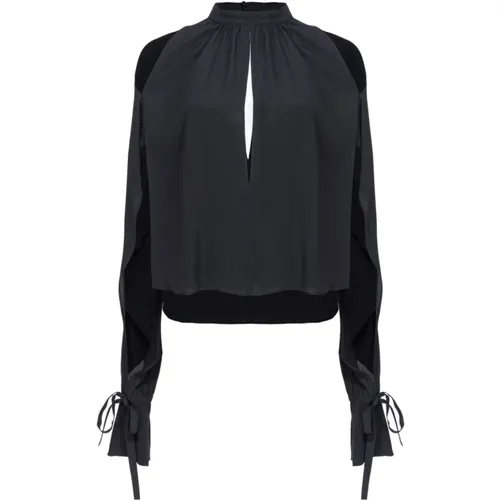 Seidenmischungsshirt mit Cut-Out-Ärmeln , Damen, Größe: M - pinko - Modalova