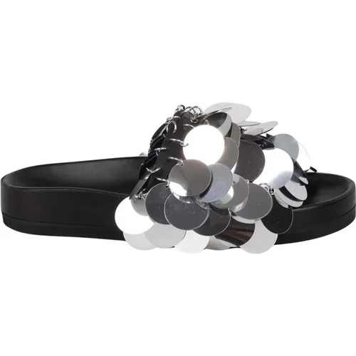 Silberne Pailletten Slip-On Sandalen - Paco Rabanne - Modalova